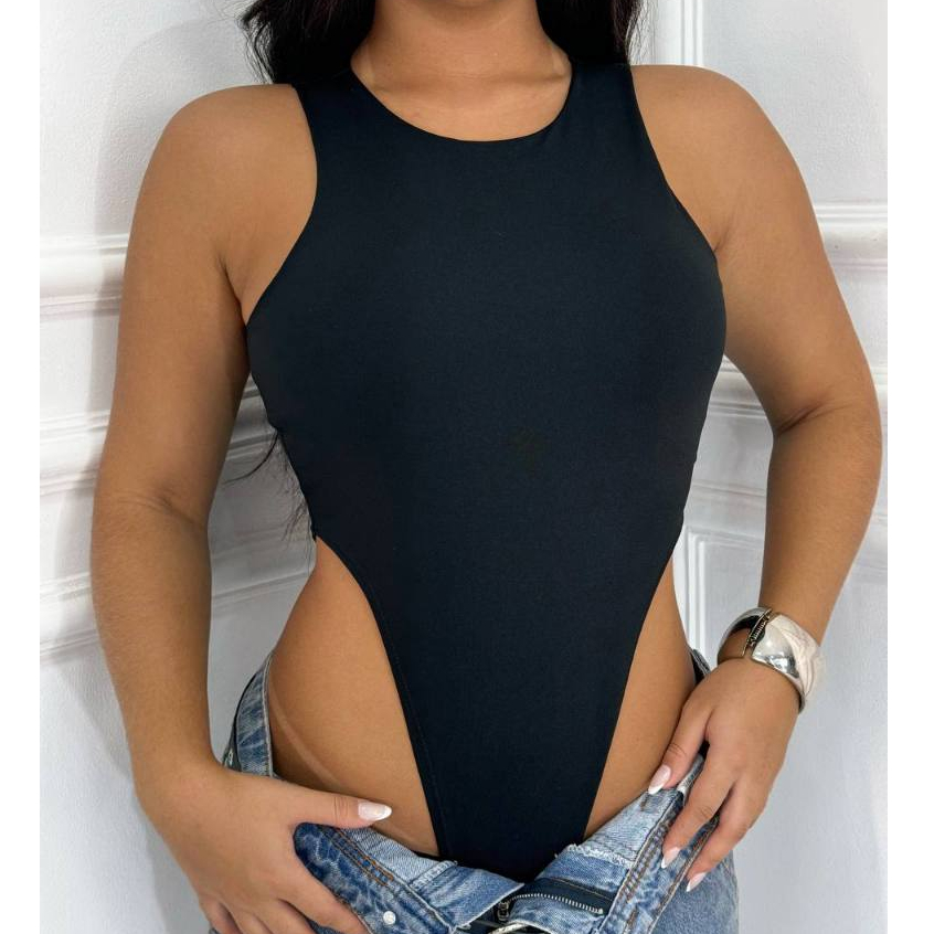 Body Cavado Feminino Asa Delta Regata Feminino Collant  Liso Balada Bori Bory Sensação