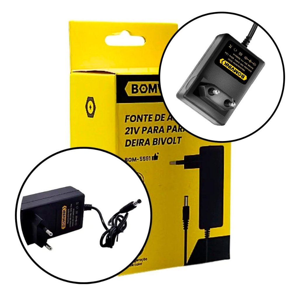 Carregador Fonte de Alimentação Parafusadeira [21V]Carregador Bivolt 21V Fonte Para Parafusadeira Carregador De Bateria