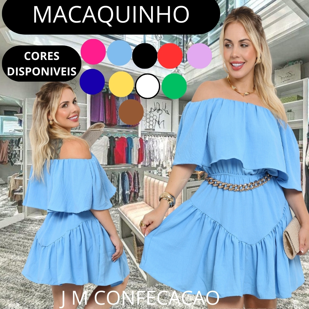 VESTIDO MACAQUINHO FEMININO CIGANINHA OMBRO A OMBRO MACACAO CON SHORT ESTILO VESTIDO SOLTINHO