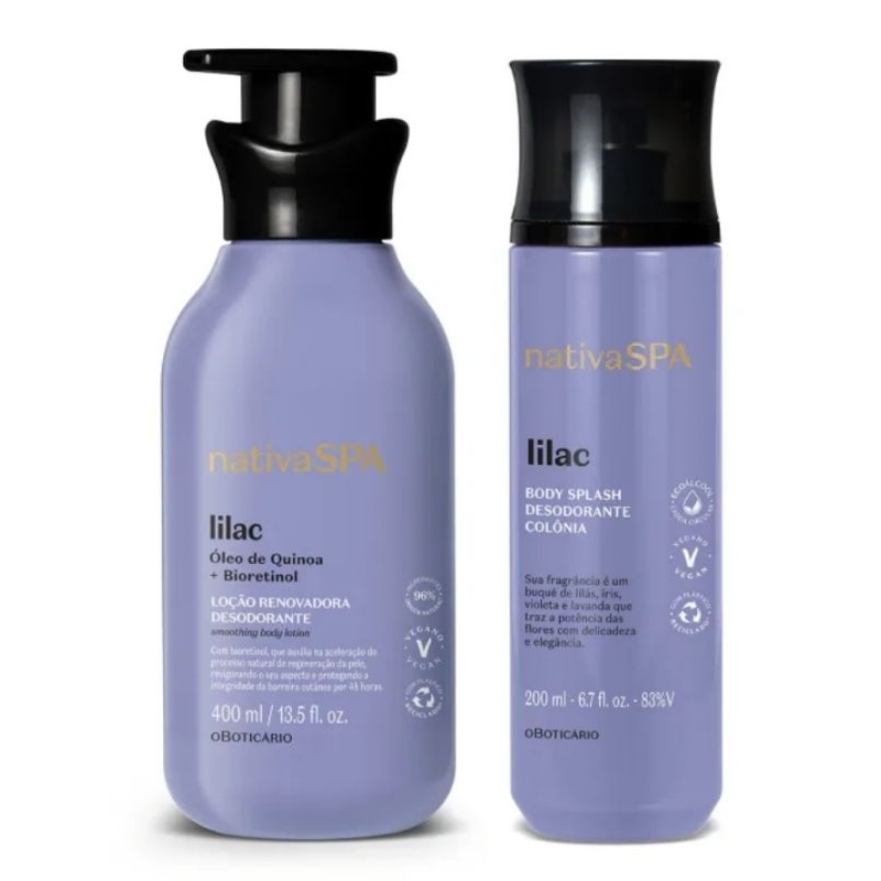 Combo Nativa Spa Lilac: Loção Corporal 400ml + Body Splash 200ml