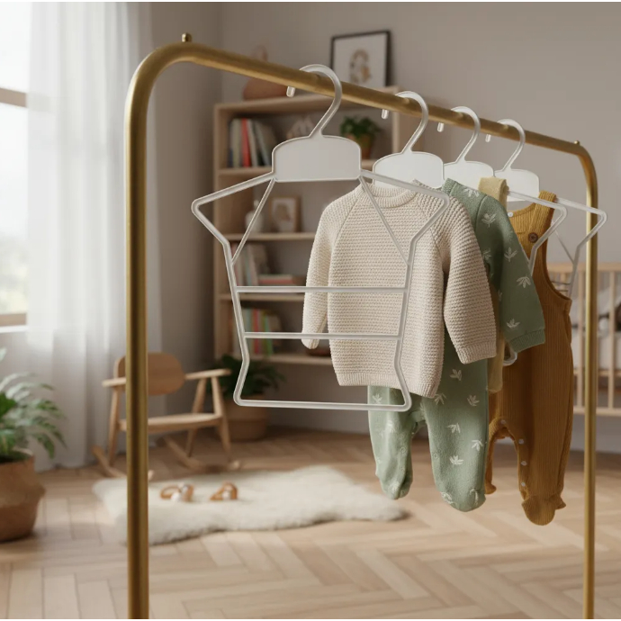 Cabide Silhueta Corpinho Infantil Bebê p/ Bodys, Conjuntos, Macaquinhos Cor Branco