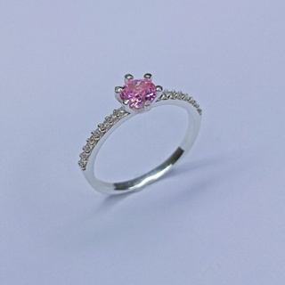 ANEL  EM PRATA 925 PEDRA ROSA ZIRCÔNIA 5MM em Oferta na Shopee