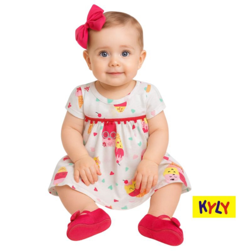 Vestido Bebê Verão Kyly 100% algodão Tamanho M ao G 1000976