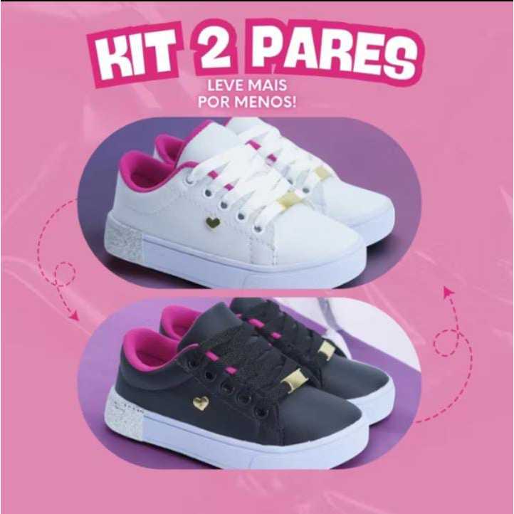 KIT 2 PARES ESCOLAR CASUAL FEMININO ULTRA CONFORTAVEL LEVE 25-36 ENVIO RAPIDO