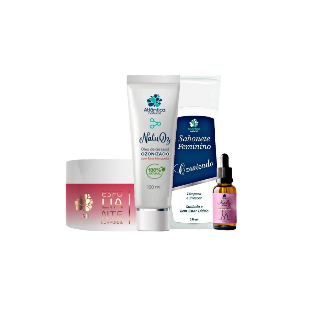 Kit Íntimo Feminino Ozonizado Atlântica Natural Sabonete Óleo Creme Esfoliante