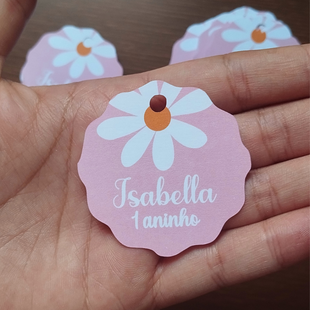 Tag Personalizada para Lembrancinha Margarida - aniversário - chá de bebê