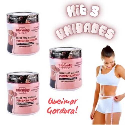 Creme Para Massagem Pimenta Negra Emagrecedor Estrias e Celulite Perda De Medidas