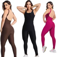 Macacão Feminino Fitness Academia Canelado