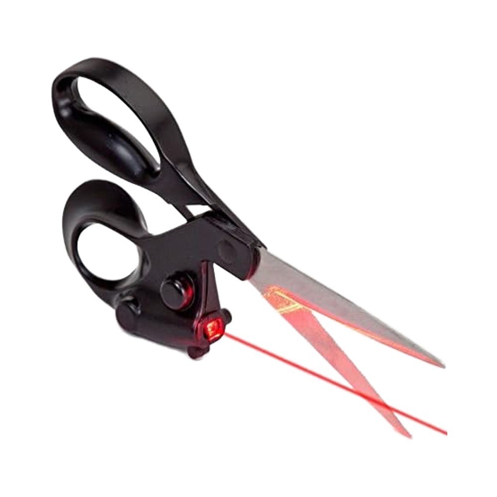 Tesoura com Mira Guia a Laser Para Cortes Precisos para Costura Papelaria e Trabalhos Manuais