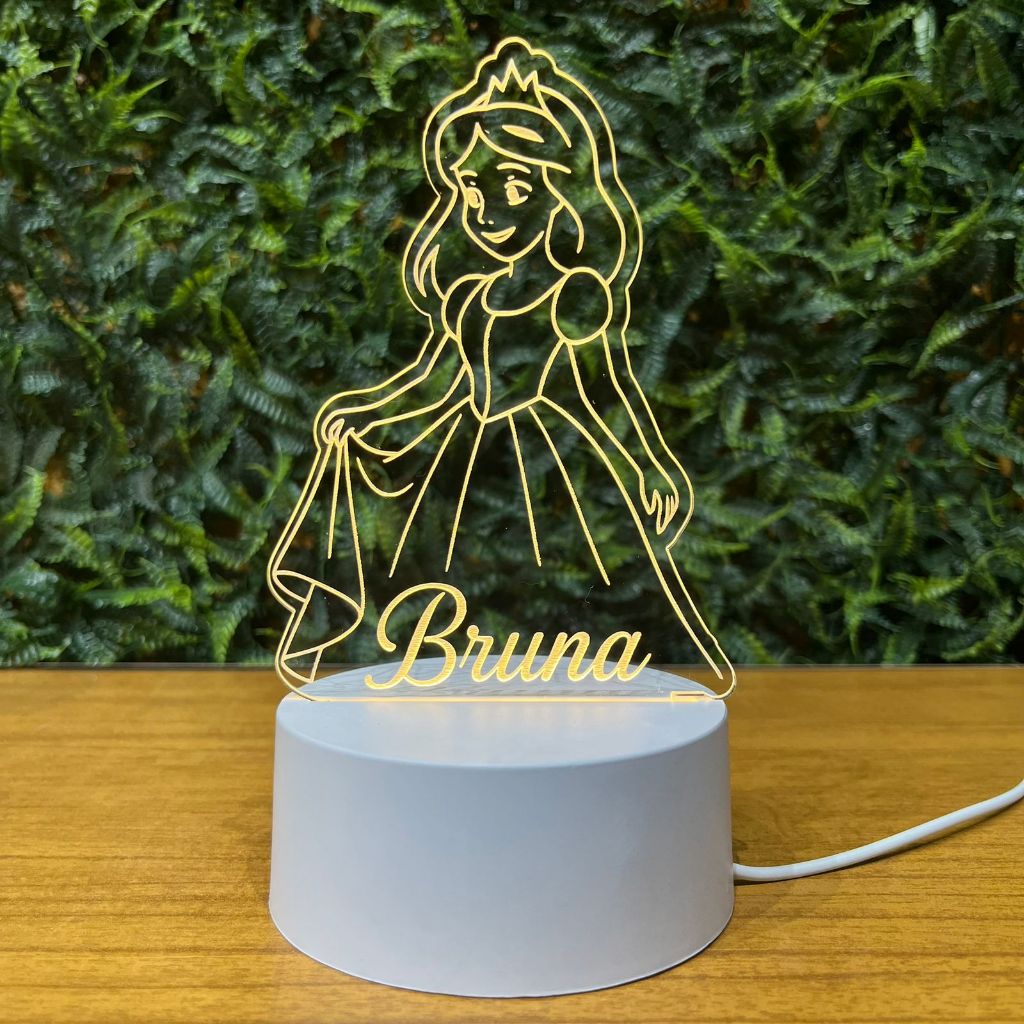 Luminária Princesa com Nome Personalizado – Presente Mágico para Meninas em Oferta na Shopee