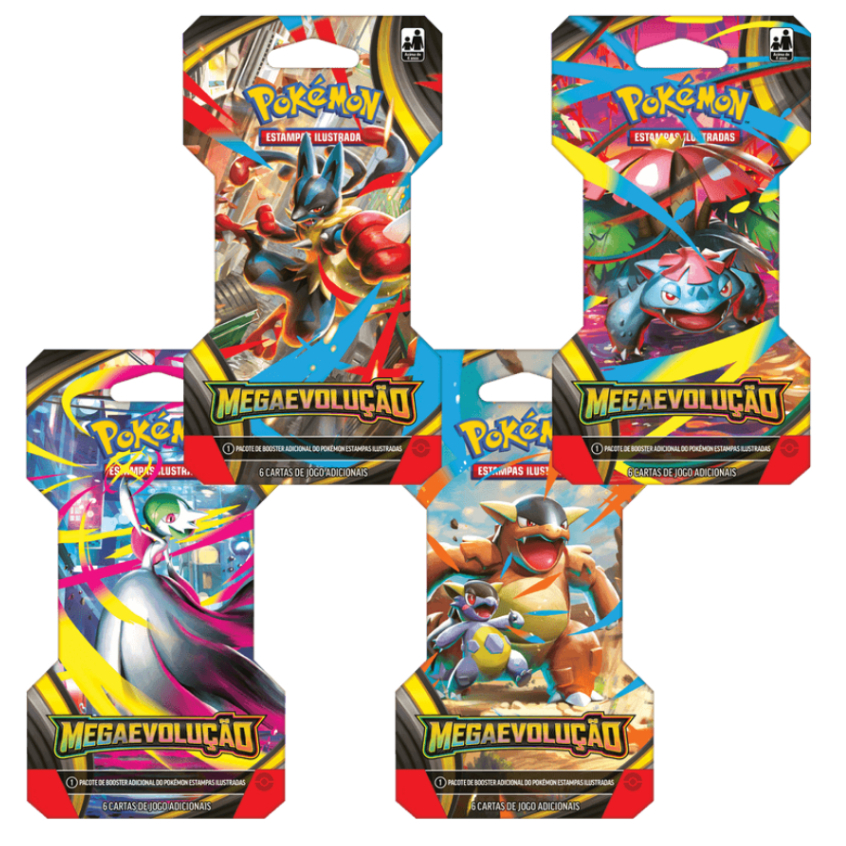 4 Blister Pokémon Mega Evolução Copag TCG Booster Pacote Coleção Copag Combo