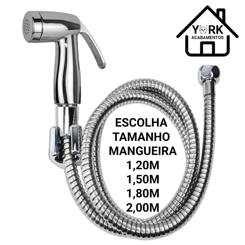 Ducha Higienica Gatilho ABS MAX CROMADO e Mangueira Flexivel em Inox ESCOLHA TAMANHO MANGUEIRA