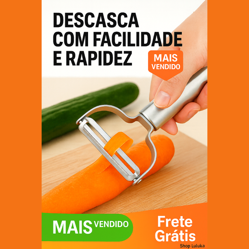 Descascador de Legumes Inox 3 em 1 – Fatiador, Ralador e Utensílio de Cozinha Profissional