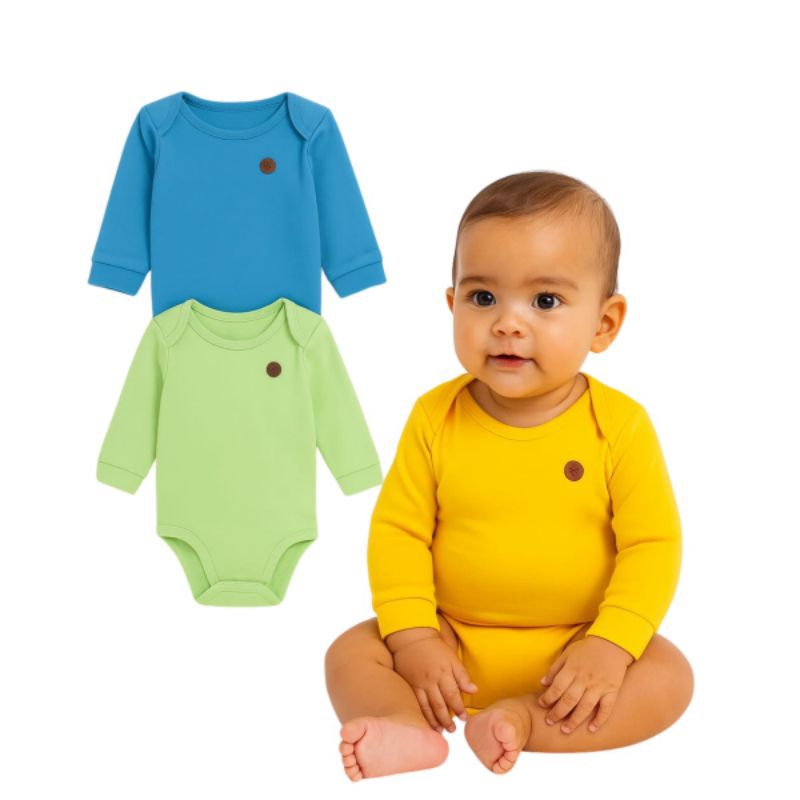 Kit com 3 Bodies manga longa Bebê menino Kamylus tamanhos P ao M 40053