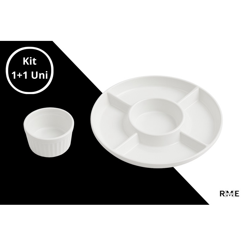 Kit petisqueira divisoria + ramikin para festas, lanchonetes, petiscos e lazeres