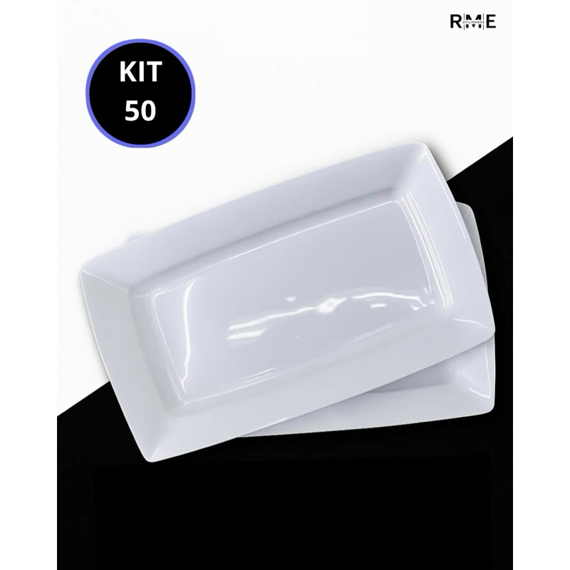 Kit 50 Bandejas Petisqueira Plástico branca Lanches Porções Petisco Festas Lanchonete casa Churrasco