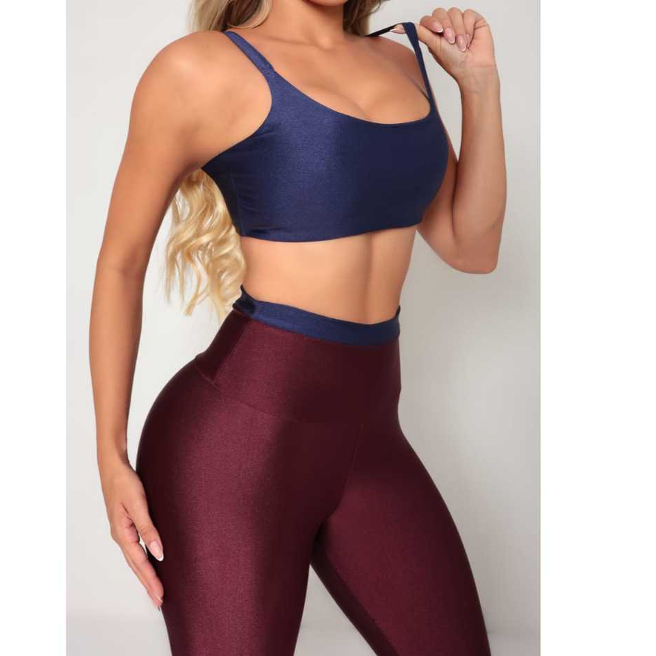 CONJUNTO FITNESS ACADEMIA ESPORTIVO CALÇA E CROPPED FEMININO