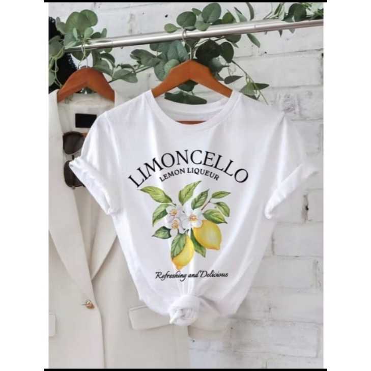 Blusa Feminina Estampada Limoncello Camiseta Confortável T-shirt Tendência 100% Algodão Babylook