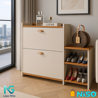 Sapateira Closet Milano Organizadora com Banco 2 Portas Basculantes Hall de Entrada / Qua…
