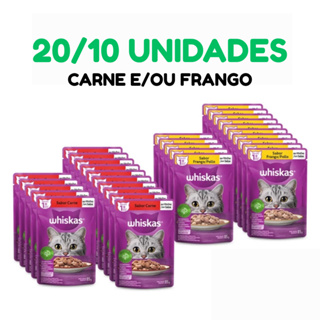 Kit Sache Whiskas 20/10 Unidades Ração Úmida Sabor Carne ou Frango 85g em Oferta na Shopee