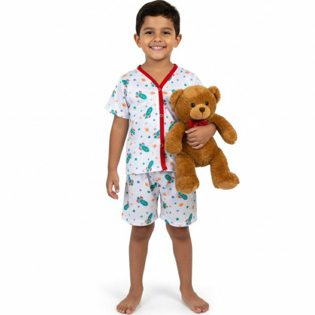pijama americano menino curto infantil aberto  botão verão calor em Oferta na Shopee