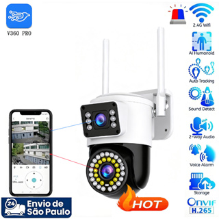 Camera De Segurança Wi-Fi Externa Lente Dupla 360° 6mp Sirene Policial À Prova D'água PTZ WiFi CCTV 1080P Visão-G1 em Oferta na Shopee