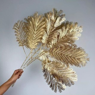 Flores Artificiais Douradas Folha De Bordo Para Decoração De Natal Casa Casamento - JZ802826