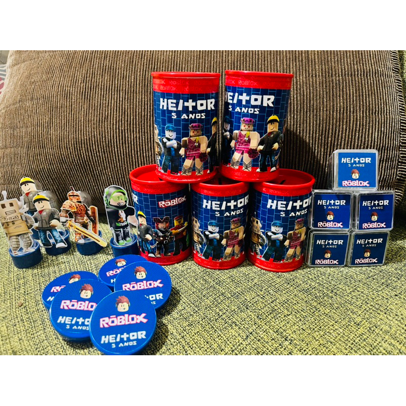 kit festa Tubete,caixinha acrílicas,cofrinhos,latinhas,tema roblox personalizadas pra LEMBRACINHAS de aniversário