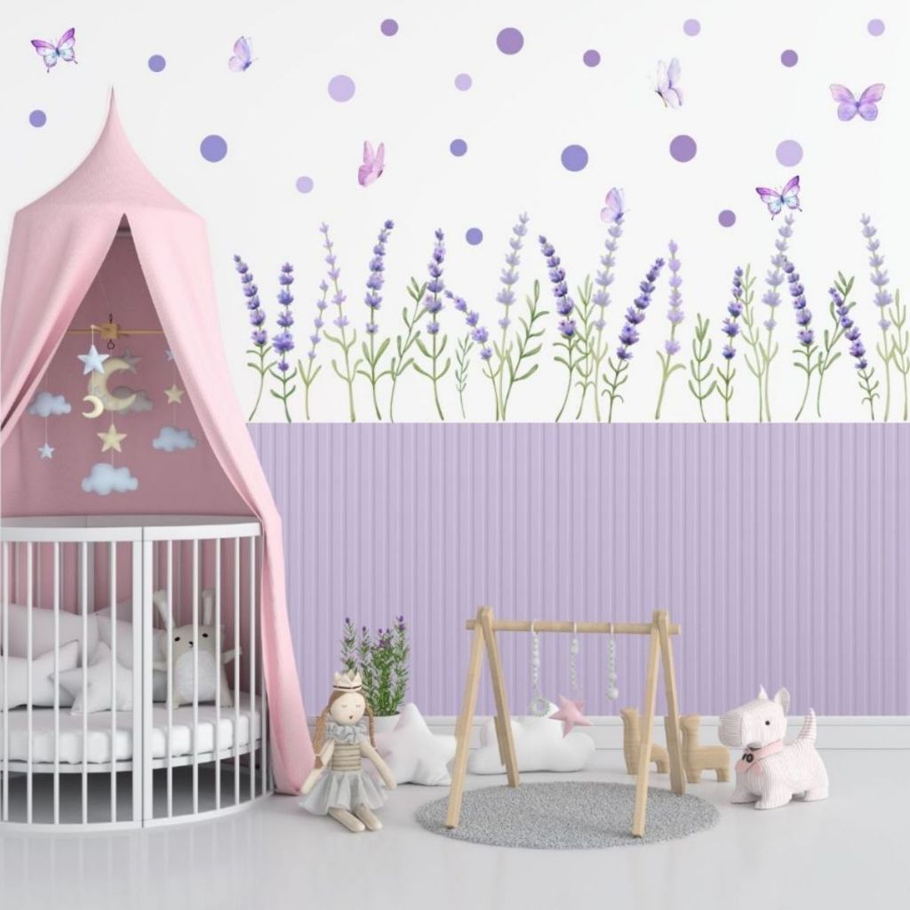Kit 91 Adesivos de Parede Infantil Decoração de Parede Quarto Jardim Lavanda Aquarela em Oferta na Shopee