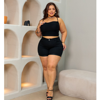 Shorts Jeans Plus Size Preto Tendência Verão 2026. em Oferta na Shopee
