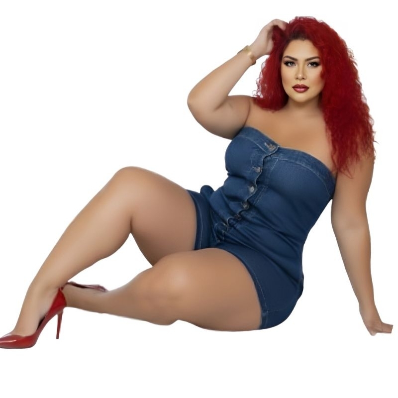 Macacão Jeans Feminino Tomara que Caia com lycra Empina Bumbum Moda Blogueira Plus Size Verão fashion