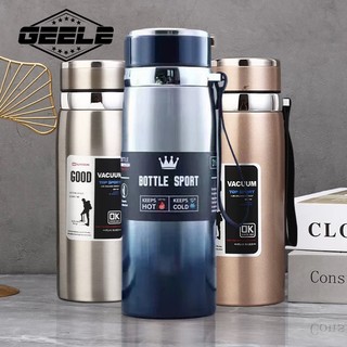Garrafa Térmica de Água 800ml ou 1000ml Inox Com Infusor Prata Dourada Azul  Parede Dupla Com Alça