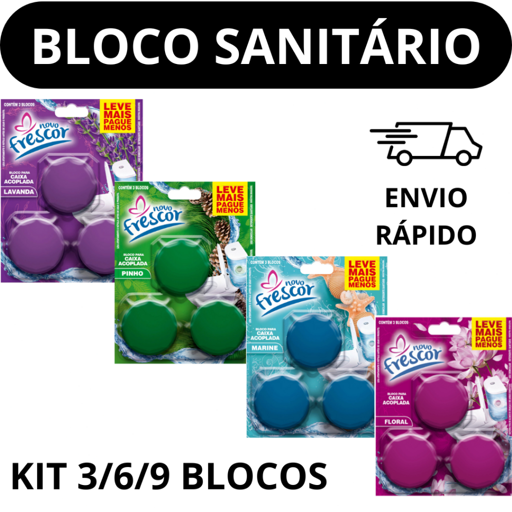 Kit C/ Até 09 Bloco Sanitário Acoplada Pastilha Tablete Para Caixa Acoplada Pedra Sanitária Tablete