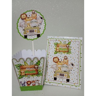 Kit 20 centros de mesa personalizado cachepô SAFARI AQUARELA menino/ Enfeite centro de mesa SAFARI AQUARELA MENINO em Oferta na Shopee