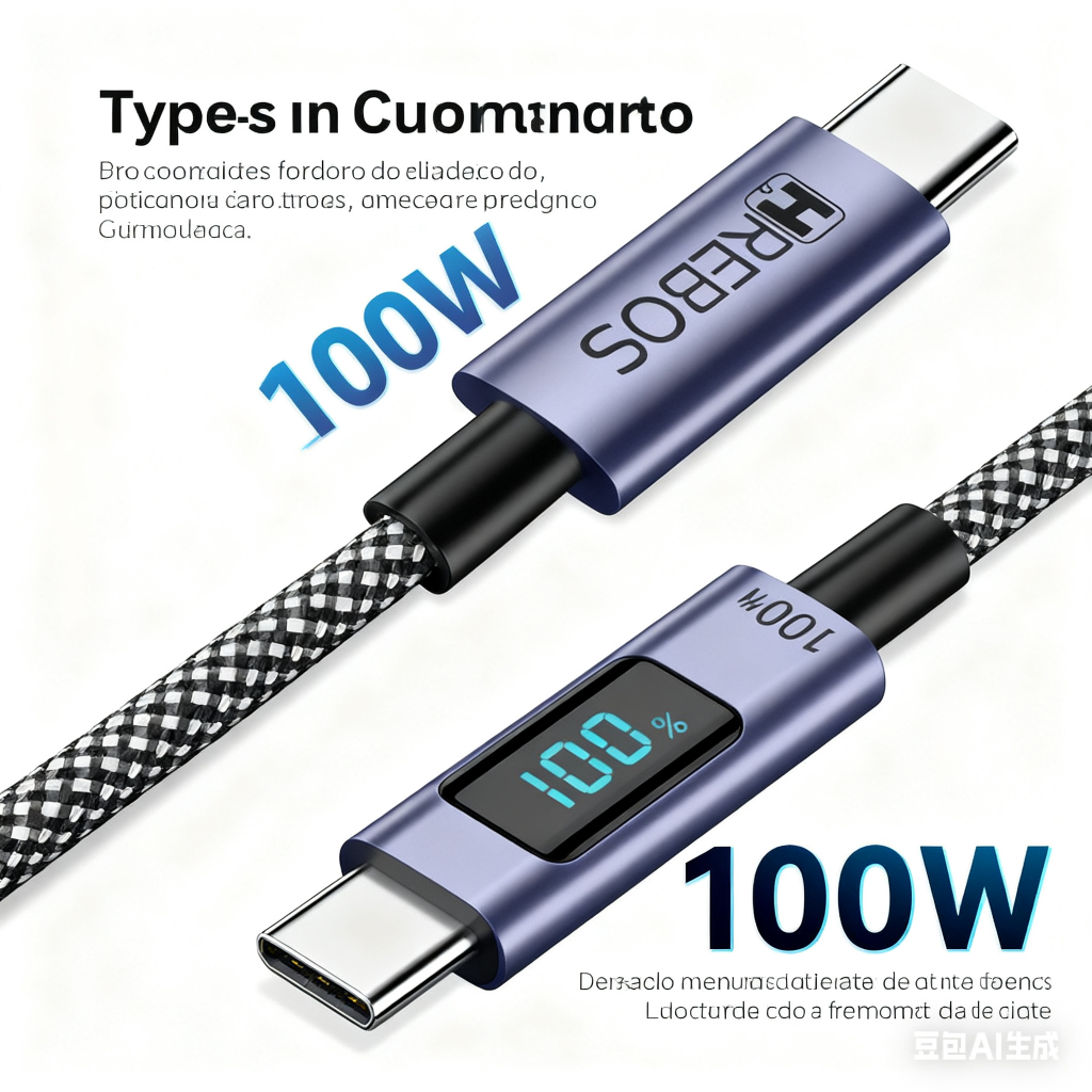 HREBOS Cabo De Carregador Duplo Tipo-C 100W Pd 1/2m Nylon Reforçado CB-389C