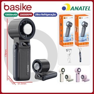 Basike Ventilador portátil mini refrigeração display digital 10000mAh，Ventilador USB 20000RPM Alta potência ，fan330 em Oferta na Shopee