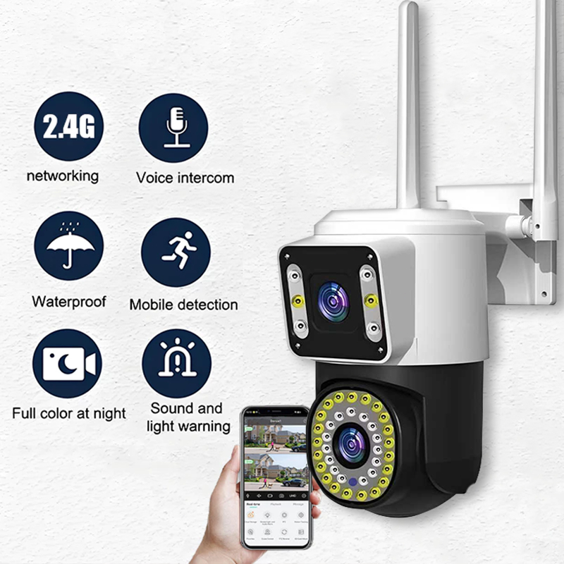 Câmera Segurança Wi-Fi 2 em 1 Dupla Lente Rotação 355° IP66 Sensor de Movimento Visão Noturna -G1 em Oferta na Shopee