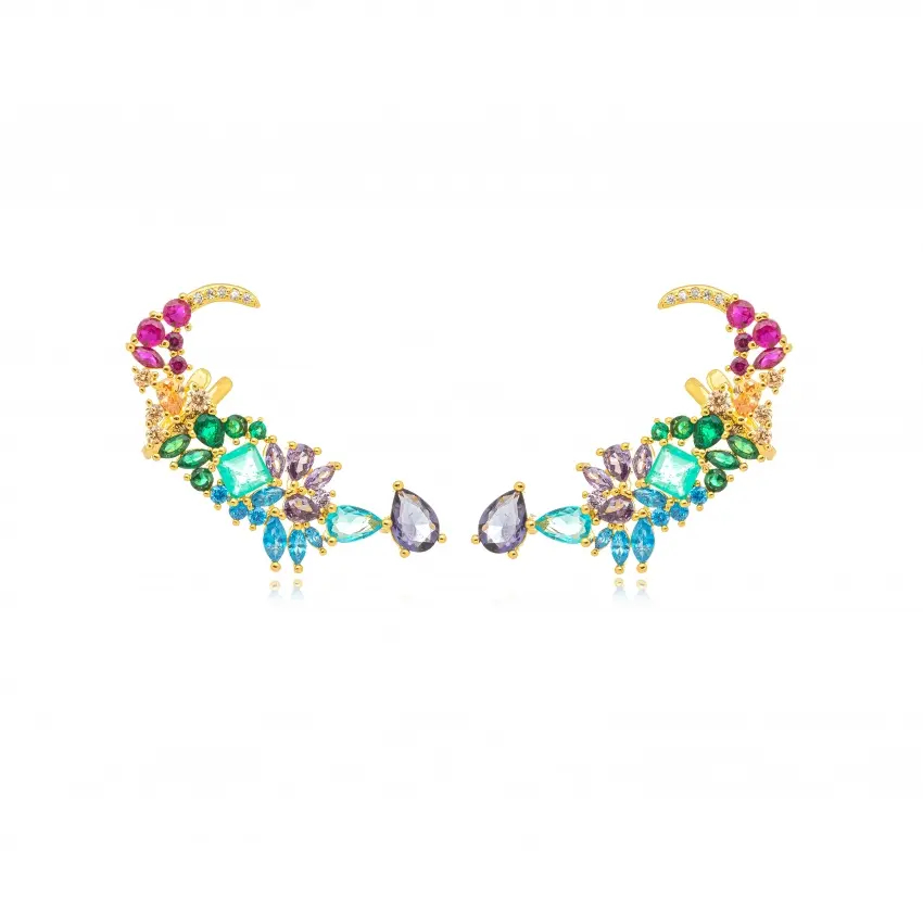 Brinco Semijoia Gazin Ear Cuff Colorido
