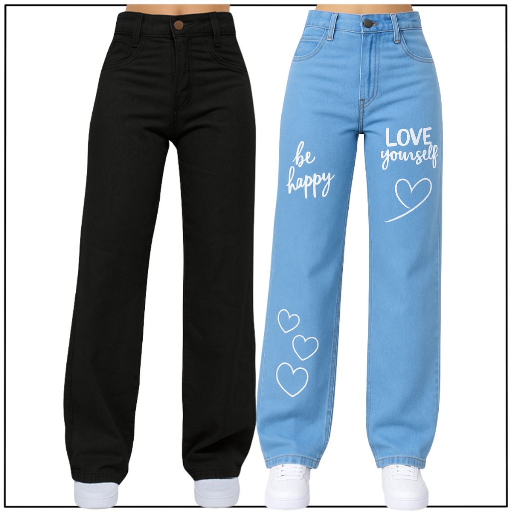 Kit 2 Calças Jeans Wide Leg Menina Infantil e Juvenil em Oferta na Shopee