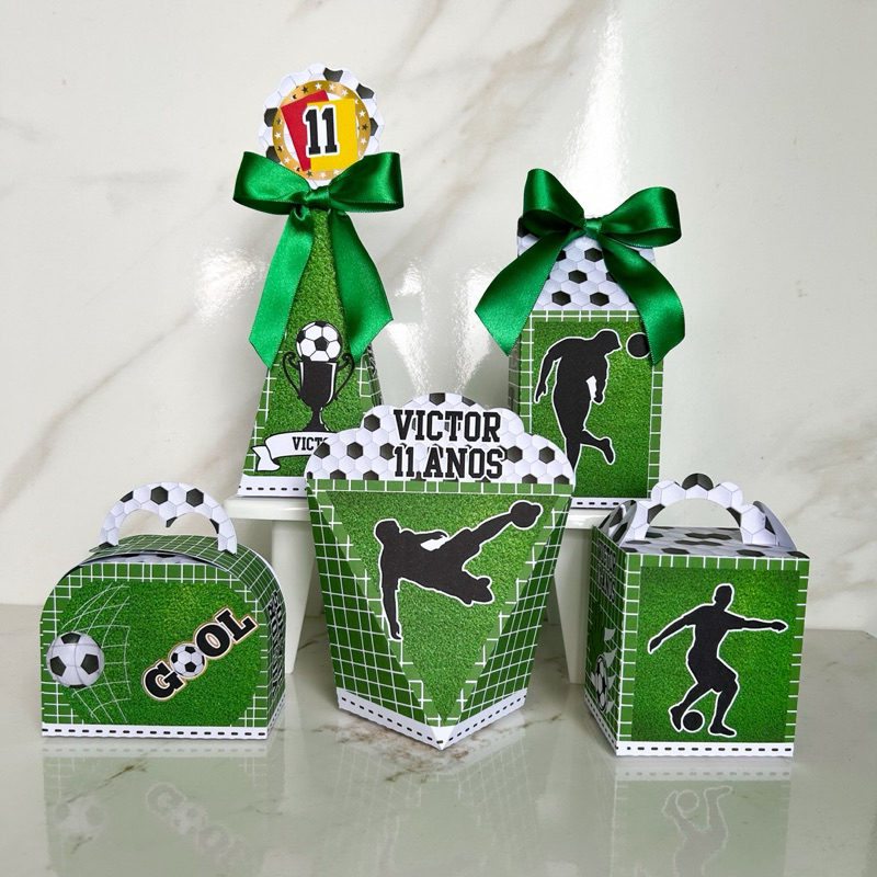 Kit Caixas Futebol Lembrancinhas Personalizadas para Festa Infantil Aniversário