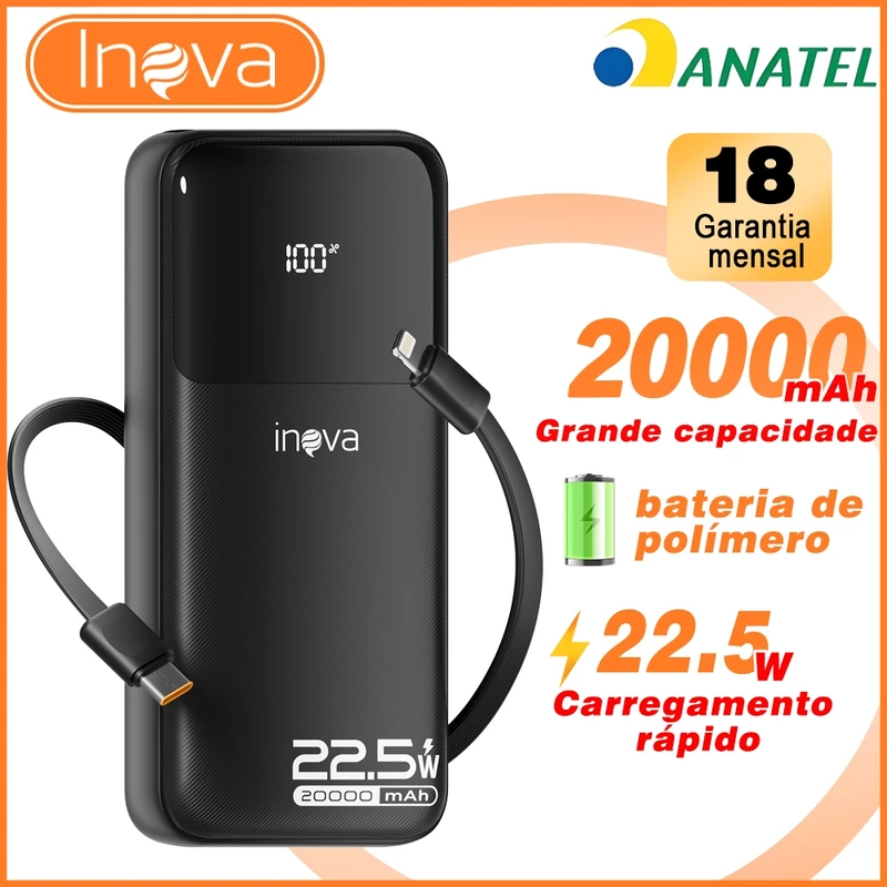 Power Bank Inova Turbo 20000mAh Carregador Portátil Universal Original