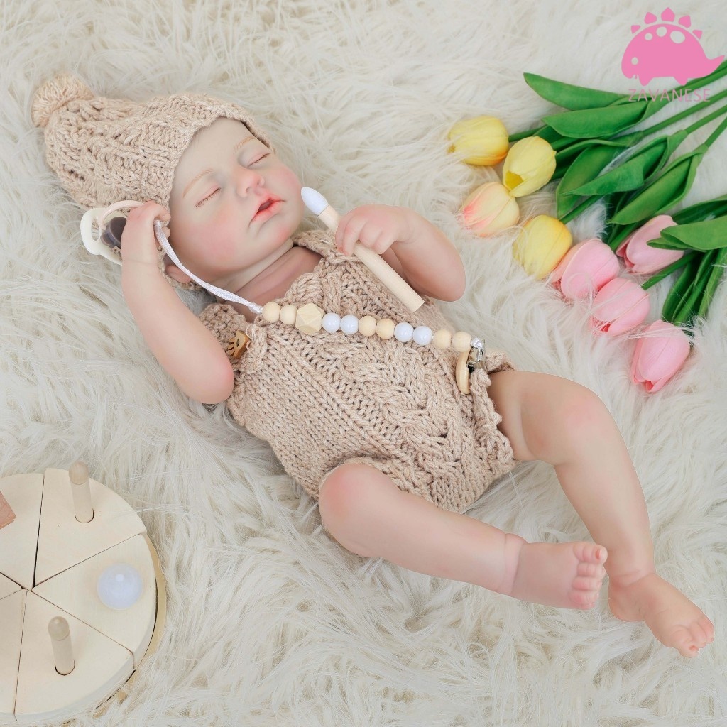 ZAVANESE bonito das crianças 55cm reborn boneca com roupa de cor cáqui para o presente das crianças em Oferta na Shopee