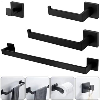 Kit Acessórios Para Banheiro 4 Peças Inox Quadrado 40/60cm Toalheiro De Banheiro Preto/Dourado/Cromado Aço inoxidável304