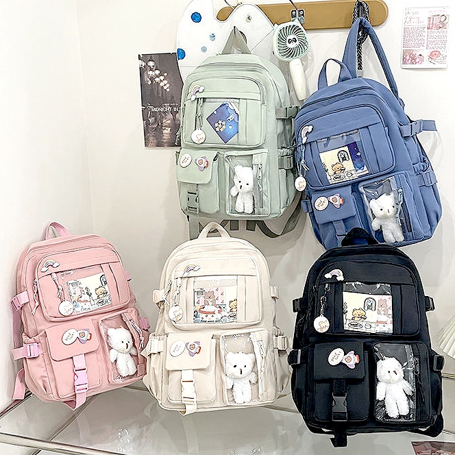 Mochila Escolar Unissex De Grande Capacidade, Impermeável, Estilo Coreano E Fashion Para Campus