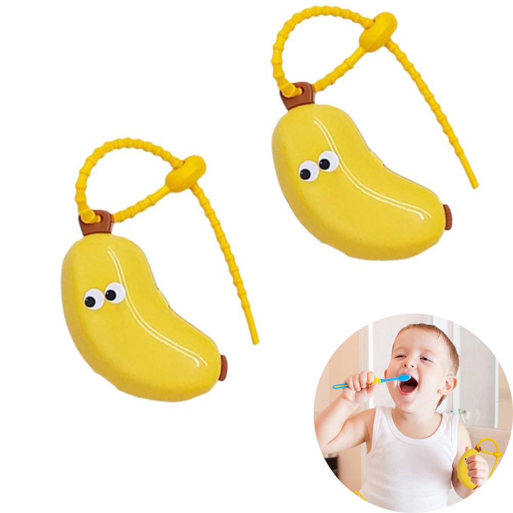 2pcs Capa Protetora para Escova de Dentes em Forma de Banana, Portátil à Prova de Poeira