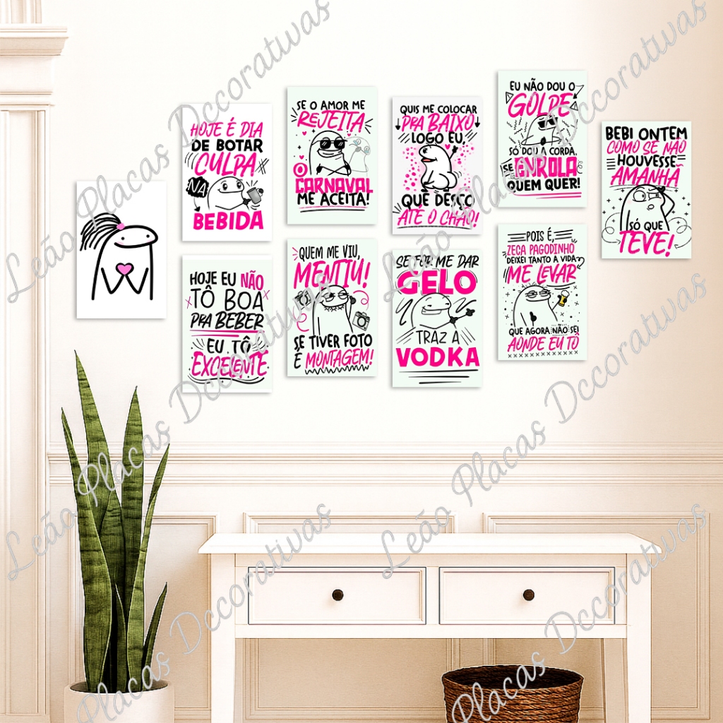 quadrinhos para decoração frases engraçadas amigas buteco quarto Sala kit de presente Flork sincero 10 placa MDF 13x20cm