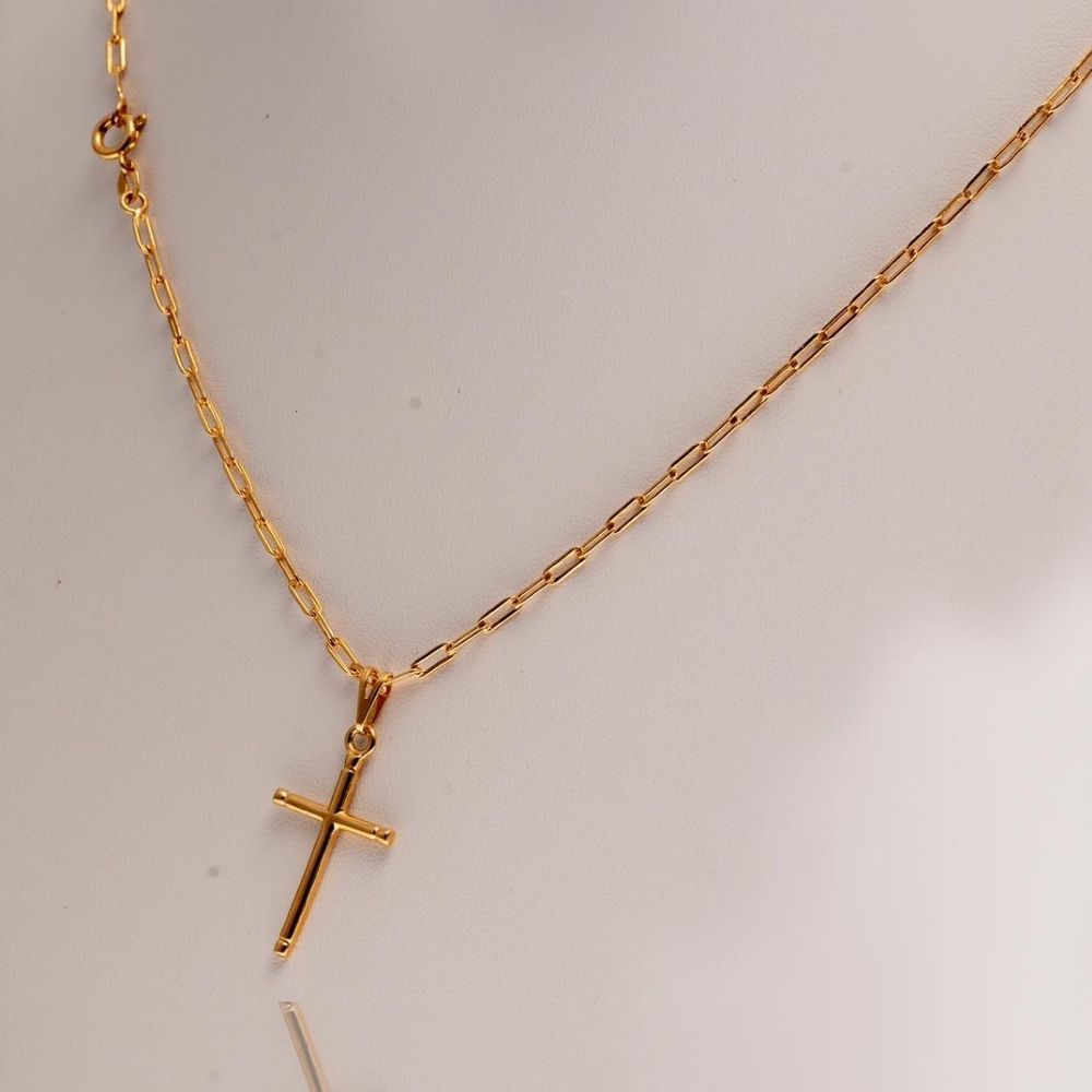kit 2 Peças Corrente Cordão Grumet 2mm + Pingente Banhado a Ouro 18k Cordão Masculino elo Tijolinho Dourado