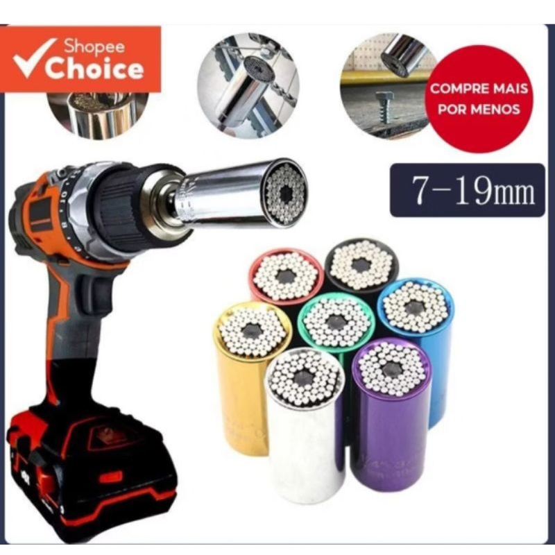 Novo Conjunto de Chaves de Soquete Universal 7-19mm Multifuncional Ferramenta de Soquete Elétrica Cha...12045 em Oferta na Shopee