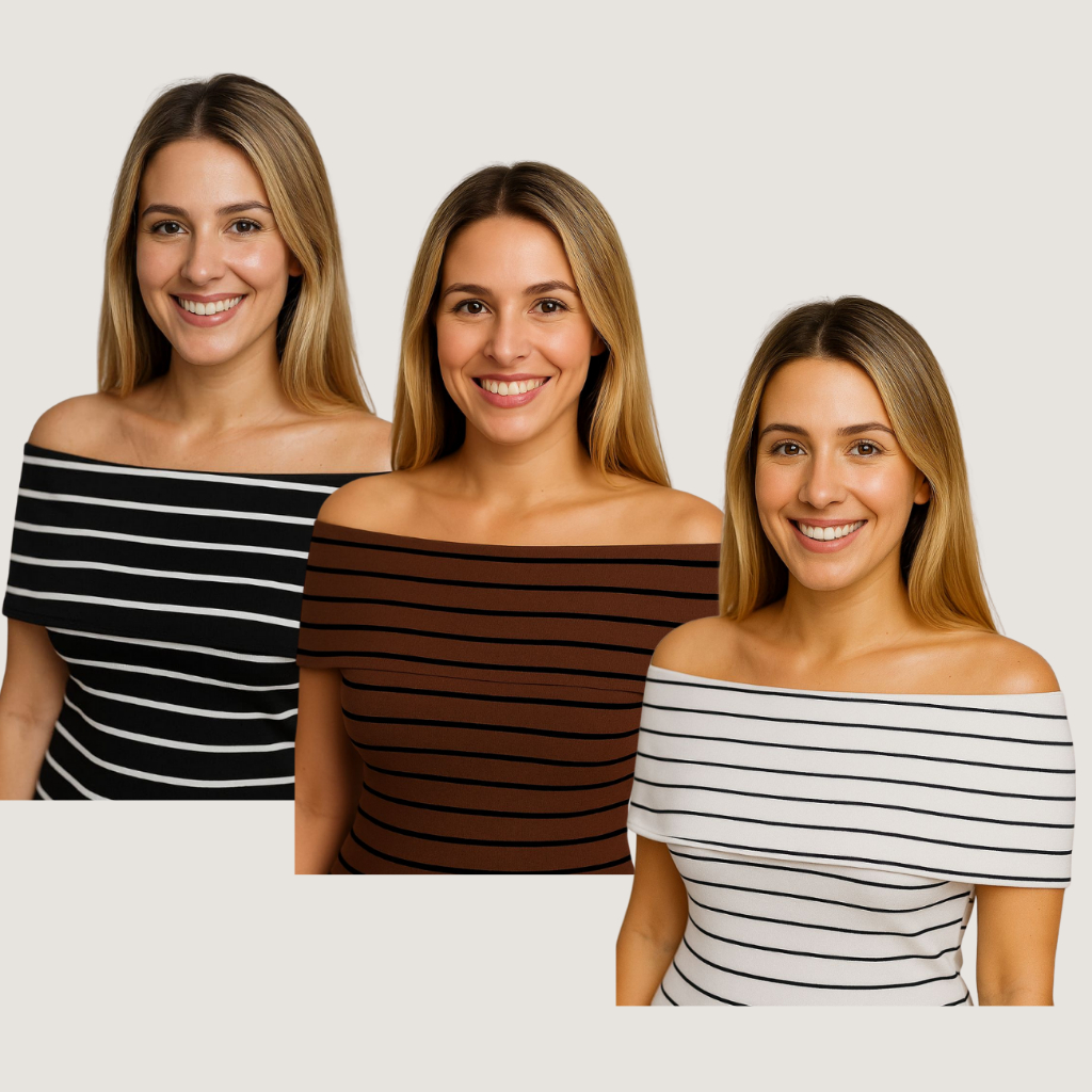 Blusa Feminina Ombro a Ombro tecido canelada  casual e Estilosa Blusa Feminina