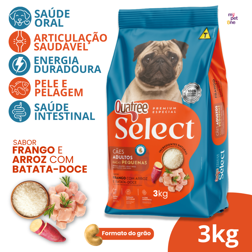 Ração Quatree Select Cães Adultos Raças Pequenas Frango 3kg